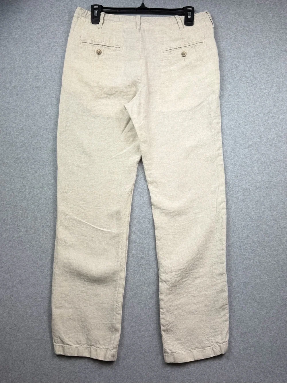 Perry Ellis Linen Pants Mens 30x30 Beige Drawstring Chino Lightweight Beach